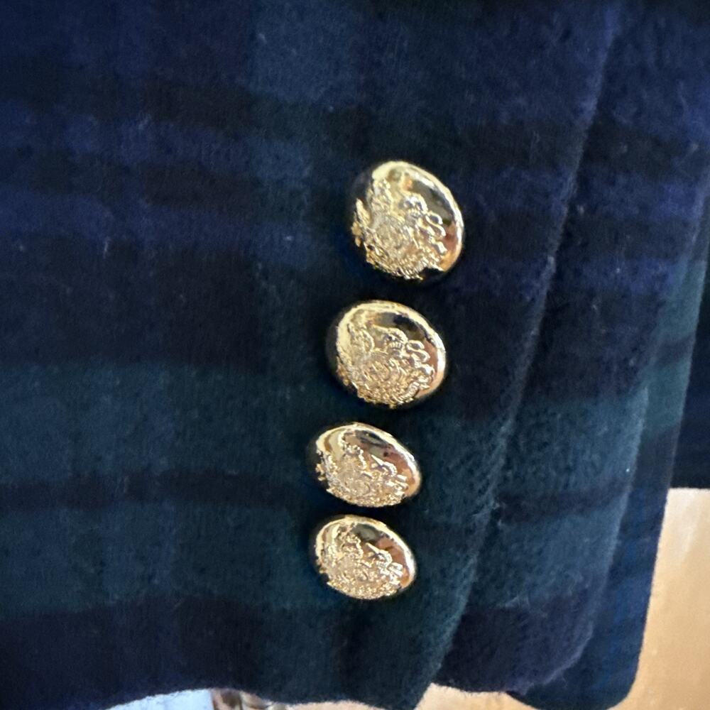 Polo Ralph Lauren Women's Plaid Bullion Crest Blazer Navy Wool/cashmere Sz. 8 - Picture 3 of 8
